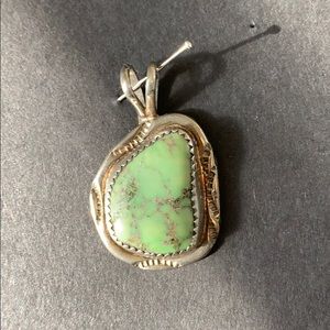 Sterling pendant, natural stone hand crafted